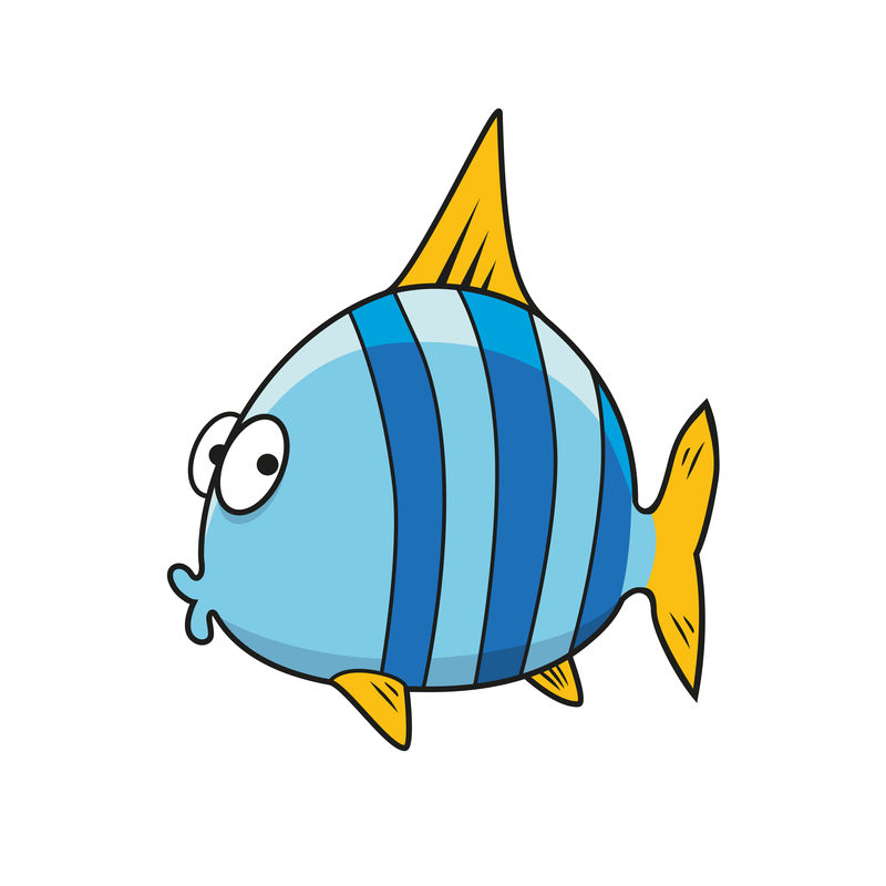 卡通孤立蓝条纹鱼