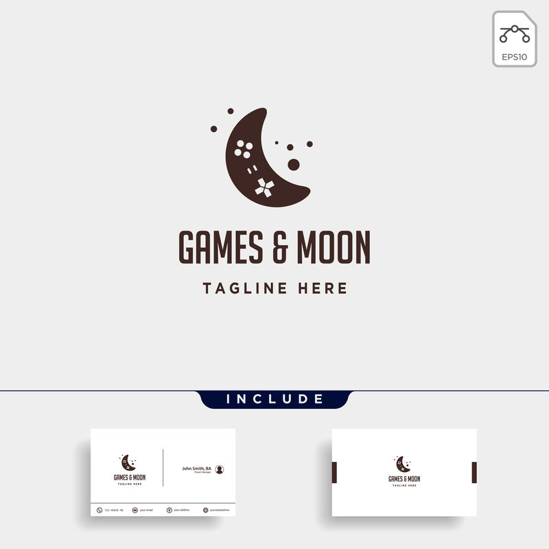 月亮游戏标志设计模板矢量插图图标元素