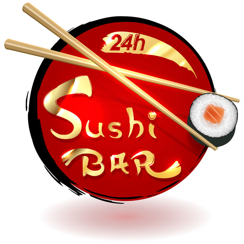 寿司吧标志设计图标-矢量剪贴画插图