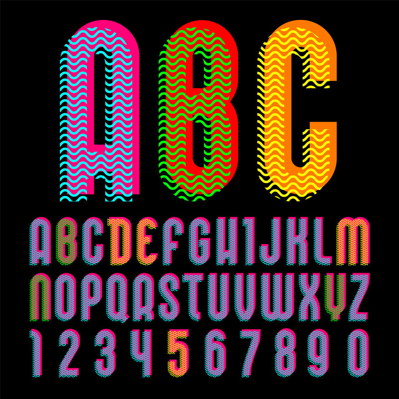 流行艺术风格的字母表矢量字母