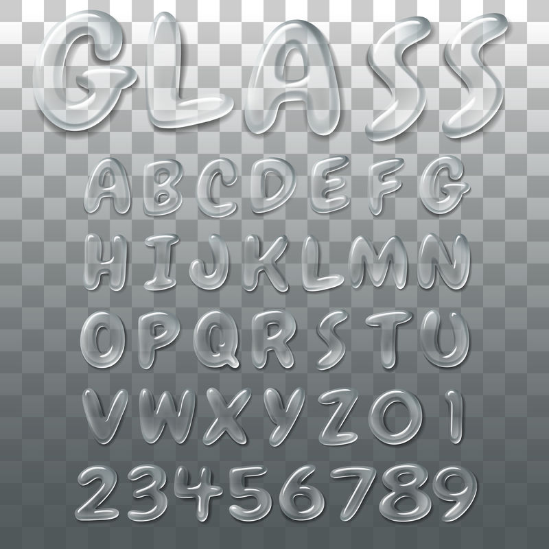 玻璃字母果冻和水字体