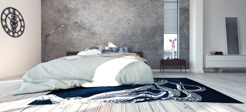 卧室三维渲染的现代设计