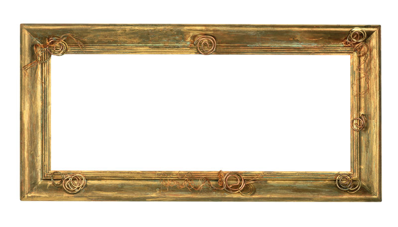 黄金复古框架-古色古香的经典画框-在白色背景上独立放置文字图片或设计-并带有裁剪路径