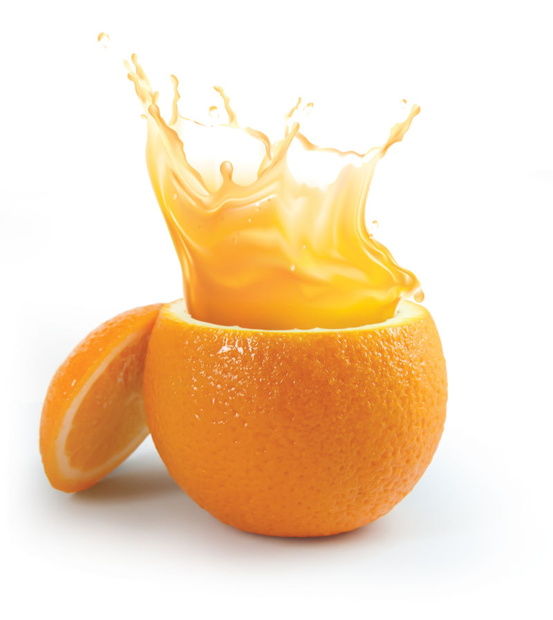 洒在白色上的橙汁