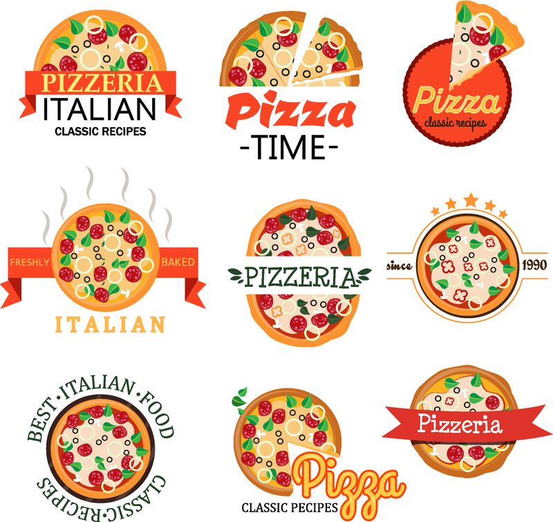 餐厅菜单的收藏标识-披萨标志-矢量图标