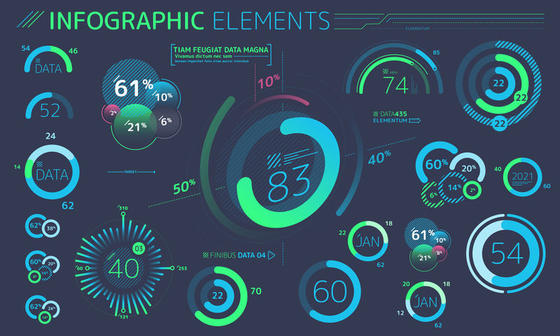 圆图饼图圆环图和径向图信息图形元素