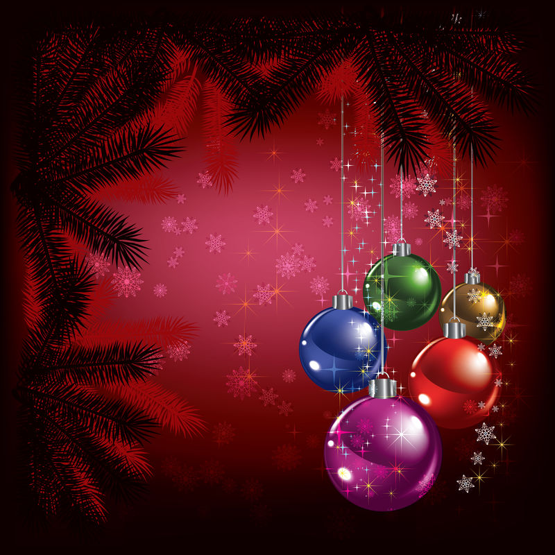 抽象圣诞背景与树和装饰