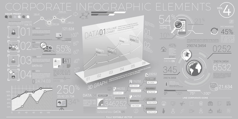 灰色和白色的公司信息图表元素