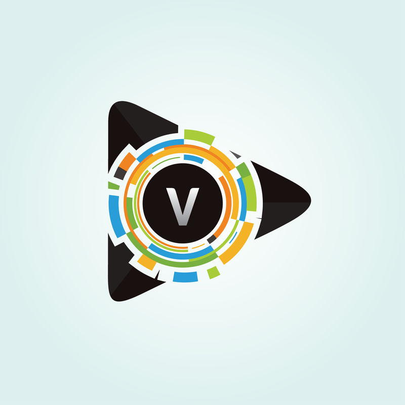 虚拟数据V字母徽标