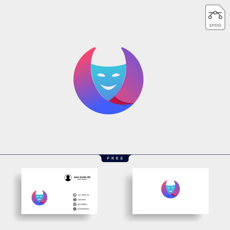 剧院面具演员标志模板矢量图标元素