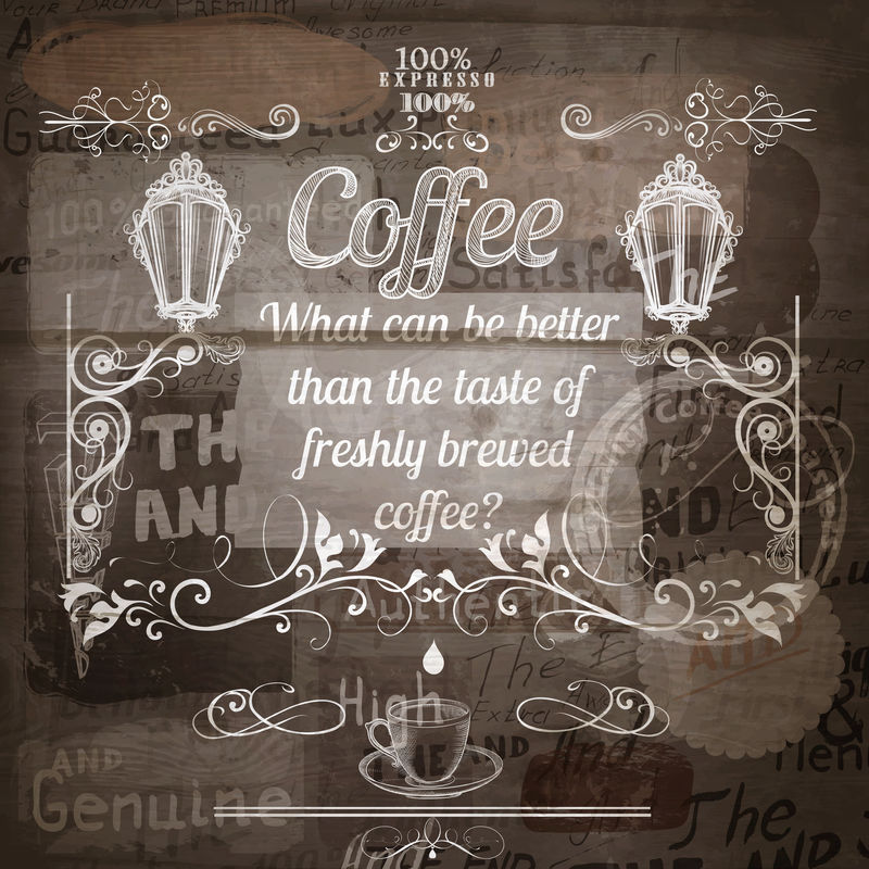 咖啡厅或咖啡厅木纹广告海报设计