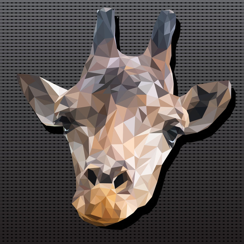 长颈鹿头的多边形矢量三维艺术插图