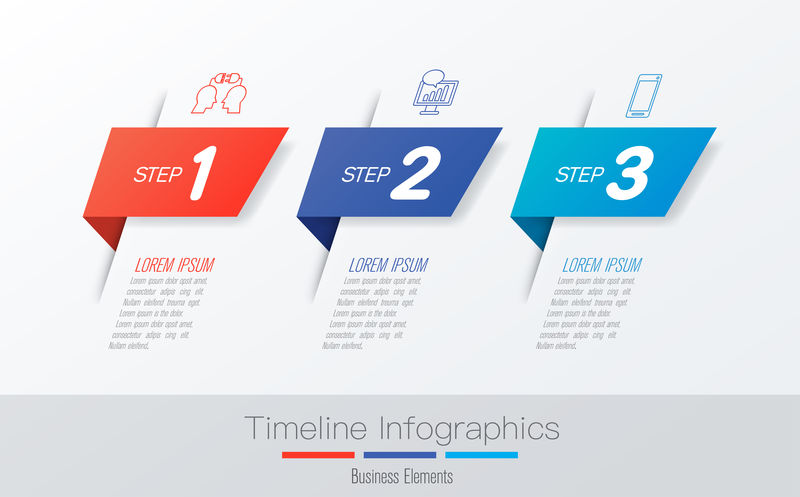 时间线信息图形设计矢量和营销图标可用于工作流布局图表年度报告Web设计-具有3个选项步骤或流程的业务概念