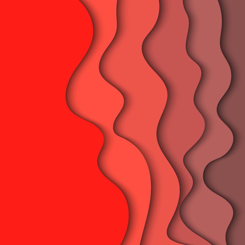 背景为明亮的深红色剪纸形状-三维抽象纸艺术风格-商业展示设计布局-传单-海报-印刷品-卡片-小册子封面