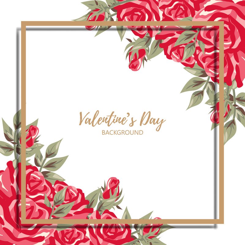 情人节背景和玫瑰色相框-爱情和情人节的概念