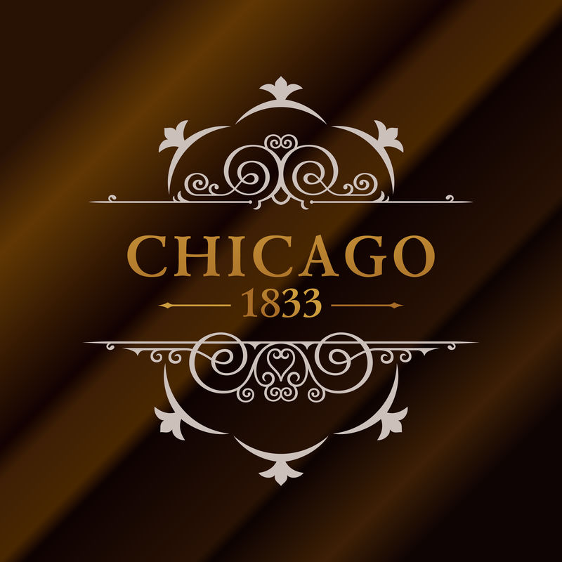 印有“芝加哥”字样的复古金色时尚标签标志海报服装徽章的标志模板