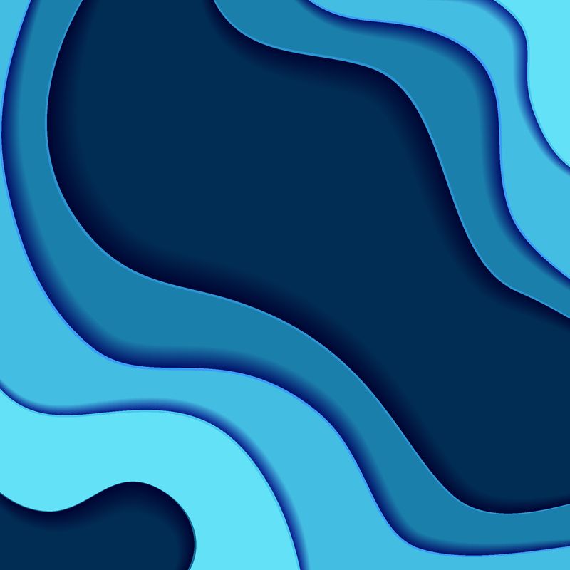 彩色纸波-三维背景纹理层次的深度-蓝色色调的抽象背景-折纸形状-矢量图