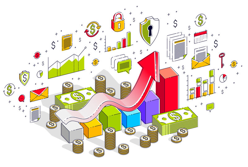 成功和收入增长概念增长图表统计栏