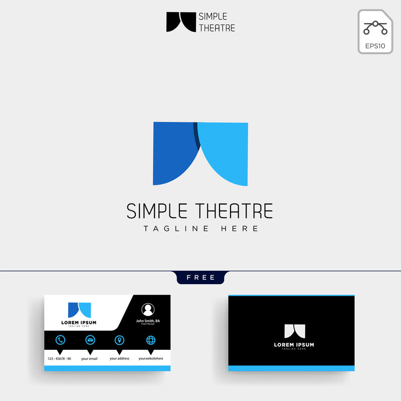 剧院简单标志模板和名片
