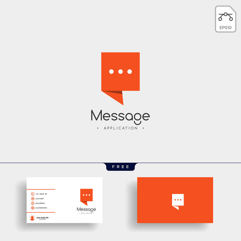带名片的聊天留言演讲对话徽标模板