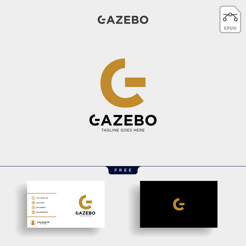 带名片的金色字母G创意徽标