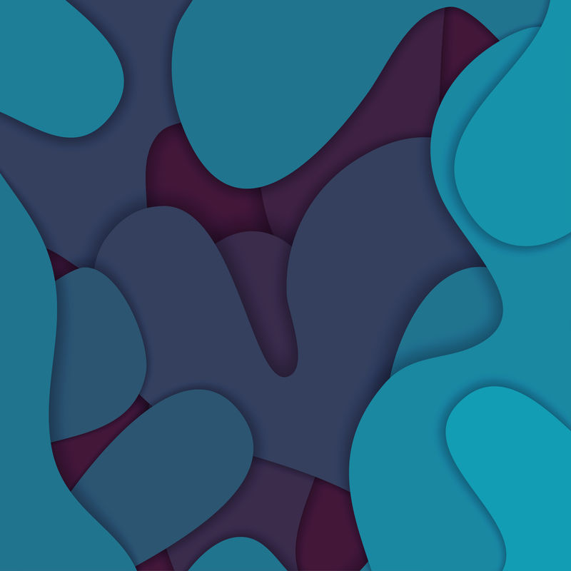 彩色纸波抽象的几何背景纹理层次的深浅色调的蓝色色调