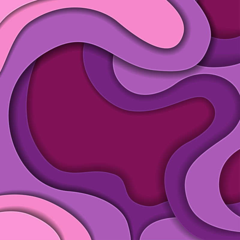 彩色纸波-几何背景纹理层次的深浅-色调为粉色和紫色-剪纸样式-剪切遮罩-矢量图