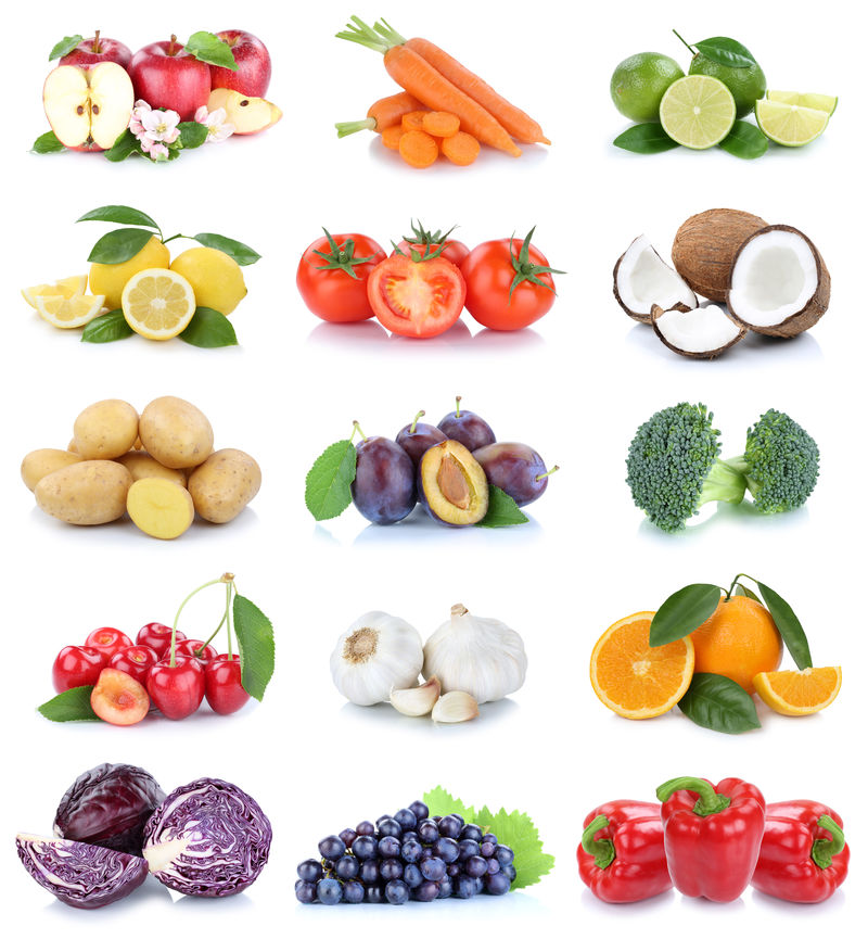 水果和蔬菜水果收集苹果、桔子、西红柿、葡萄、食物职业者