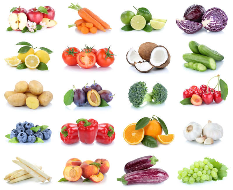水果和蔬菜水果收集苹果、桔子、桃子、辣椒、食品自由职业者