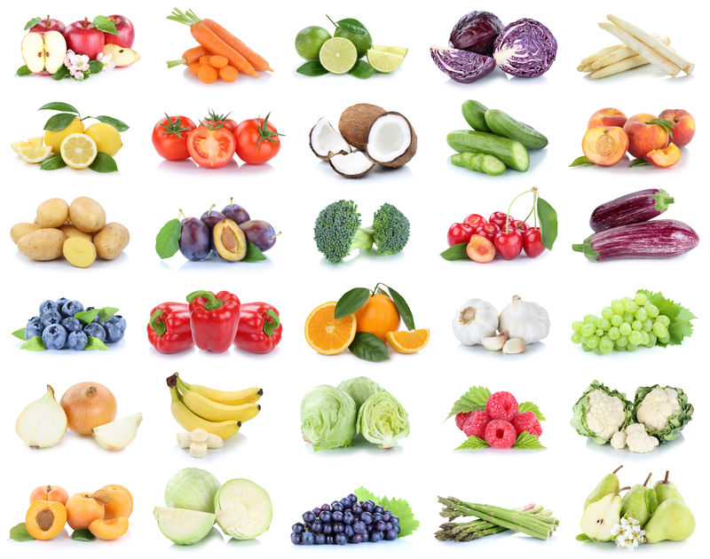 水果和蔬菜水果收集苹果、桔子、辣椒、葡萄、香蕉食品自由职业者