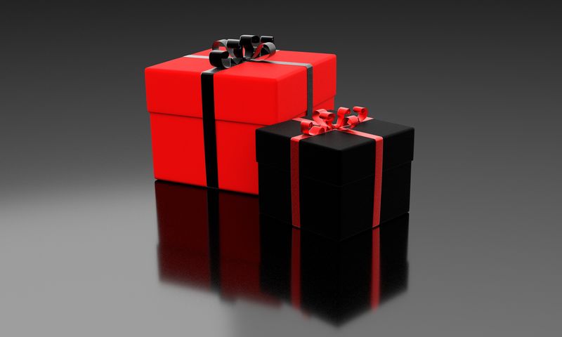 三个礼品盒-白底带蝴蝶结-3D渲染