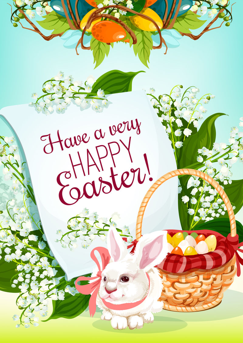 复活节猎蛋兔贺卡设计