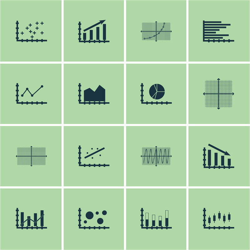 一组图表、图表和统计图标。优质符号系列。图标可用于Web、应用程序和UI设计。矢量图，eps10。