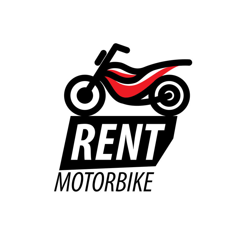 出租摩托车标志。白底矢量图