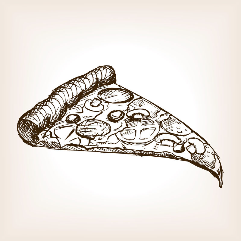 披萨切片草图样式矢量图