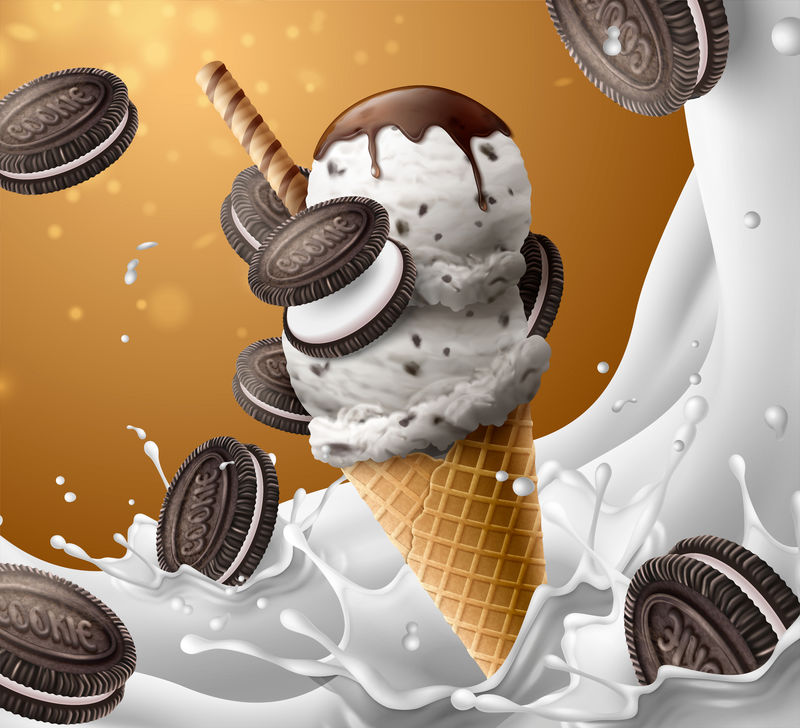 巧克力牛奶冰淇淋锥形广告