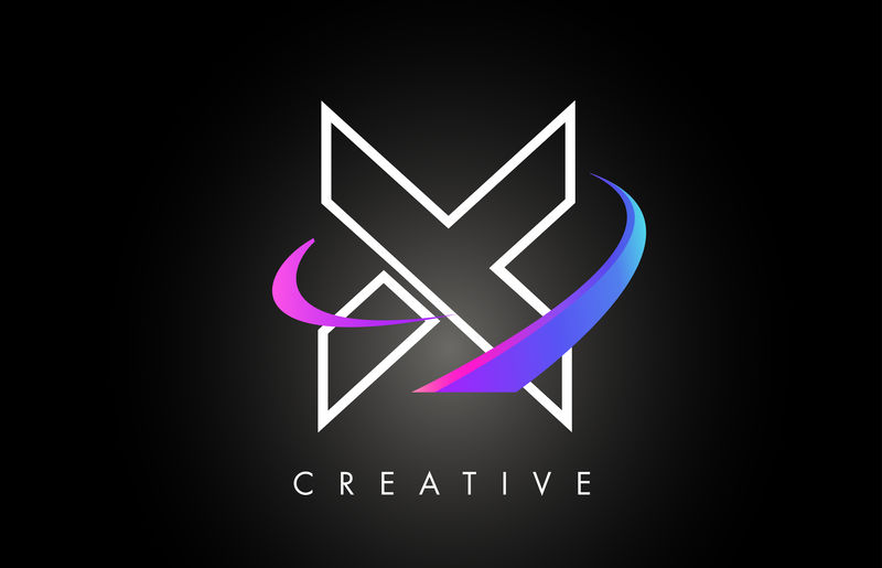 X时尚现代字母标志设计花押字和创意Swoosh