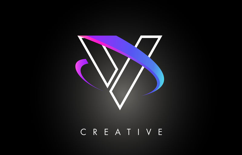 V时尚现代字母标志设计花押字和创意Swoosh
