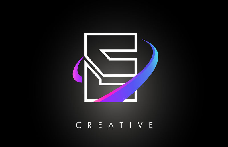 E时尚现代字母标志设计花押字和创意Swoosh