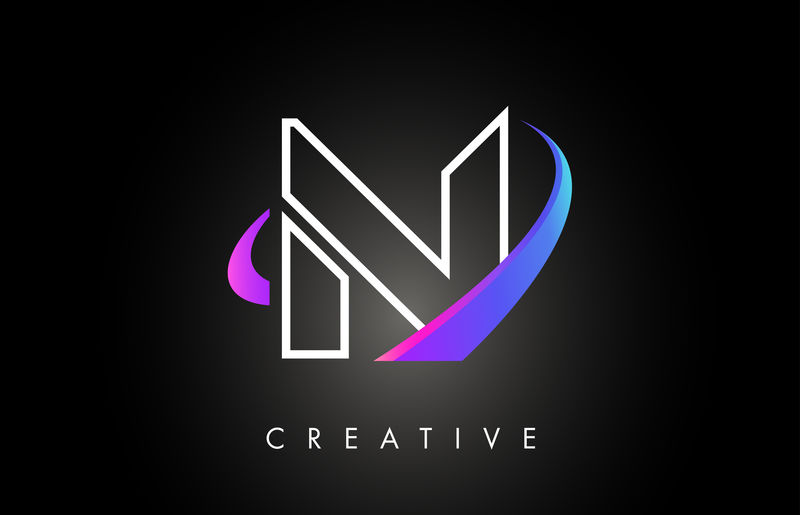 N时尚现代字母标志设计花押字和创意Swoosh