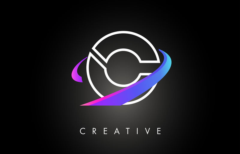 C时尚现代字母标志设计花押字和创意Swoosh