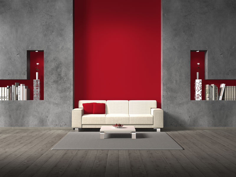 现代虚拟客厅-配有沙发和复印空间-可供您拍摄自己的图像