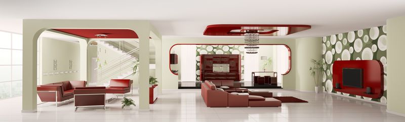 现代公寓室内全景三维渲染