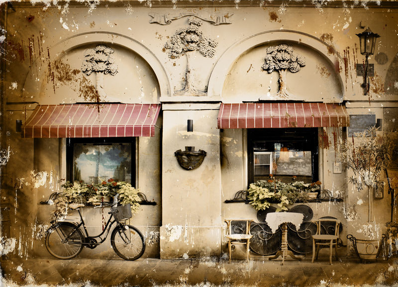 复古风格的照片-纸纹理/意大利城市的陈年纹理照片
