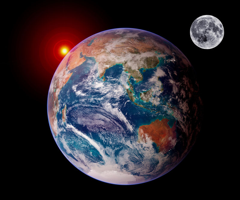 地球日出孤立的月球行星占星术天文学空间-这张图片的元素由美国宇航局提供