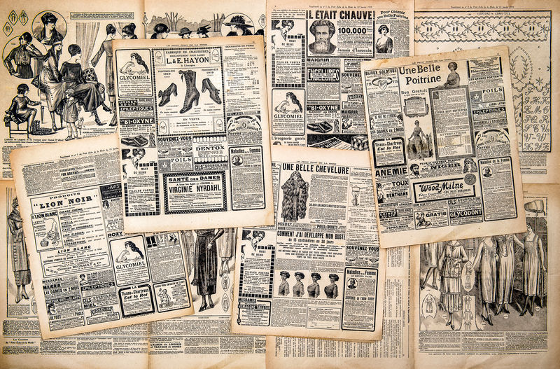 有古董广告的报纸-1919年《时尚杂志》Le Petit Echo de la Mode
