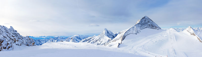 冬季景观-奥地利蒂罗尔Zillertal Hintertuxer冰川滑雪胜地全景