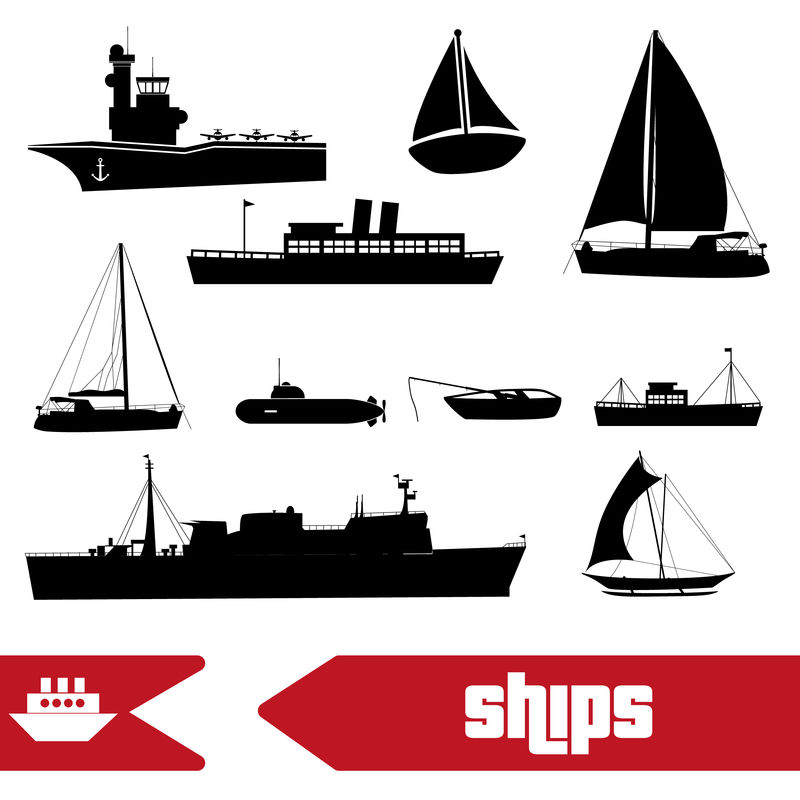 各种运输海军舰艇图标集EPS10