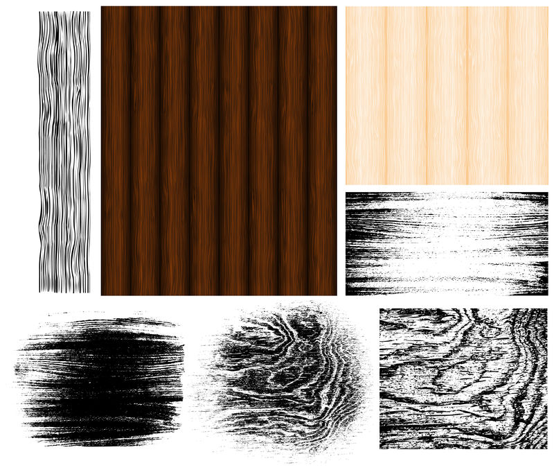 收集手工绘制的木纹和跟踪粗糙的木材纹理