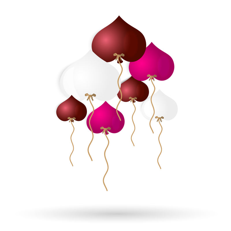 彩色氦气球心形为爱情和情人EPS10